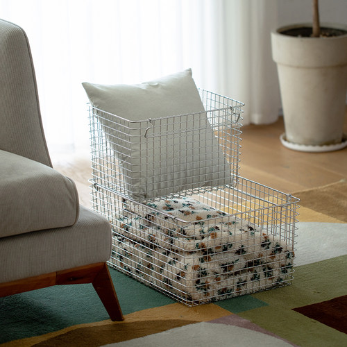 霜山不锈钢收纳筐厨房储物篮家用可叠加网篮金属杂物筐衣物收纳篮 - 图3