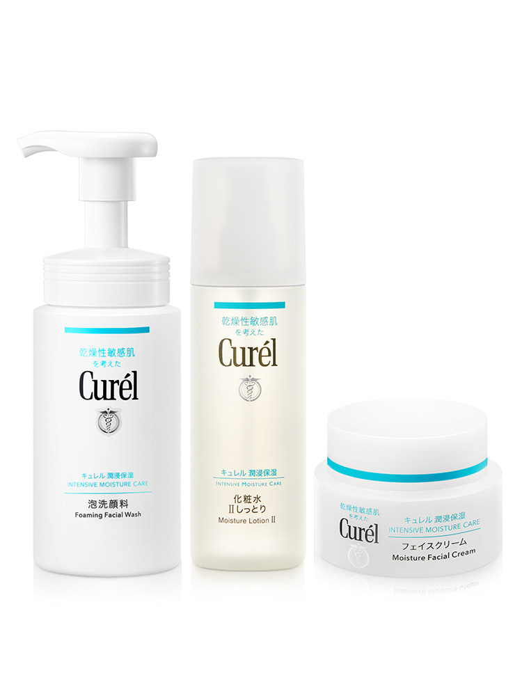 珂润3件套装女泡沫保湿滋润洗面奶 优贝美妆海外面部护理套装