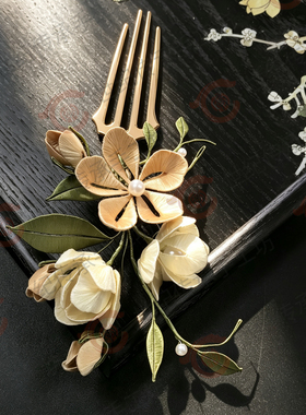 非遗缠花纯手工山茶霁月发簪白色山茶花新中式汉服盘发头饰可定制