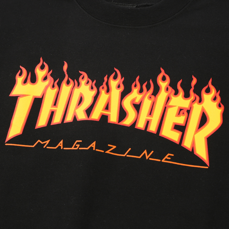 【THRASHER官方】FLAME CREW火焰logo印花圆领长袖卫衣-图0