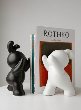 懒地创意兔子书挡摆件酒柜客厅玄关书柜陶瓷桌面可爱书立架装饰摆