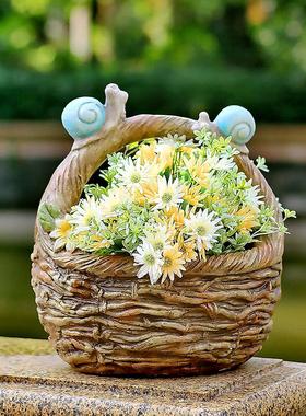 户外庭院花园创意花篮花盆阳台露台别墅家居草坪装饰园艺造景摆件