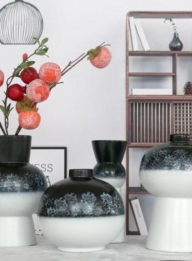 现代新中式陶瓷罐花器摆件软装样板房客厅玄关电视柜博古架摆设