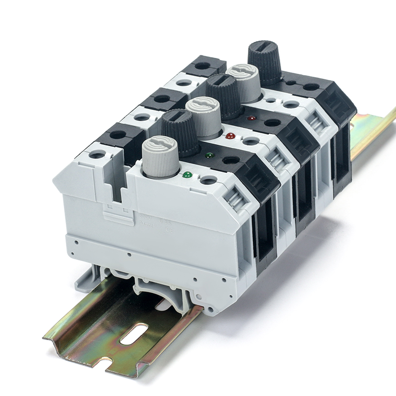UK10-DREHSI螺帽式带保险丝接线端子UK-10RD导轨式接线熔断端子座