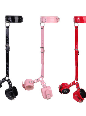 反背手拷脚镣项圈一体男女玩捆绑束缚自狗msp小圈实践工具饰品铐