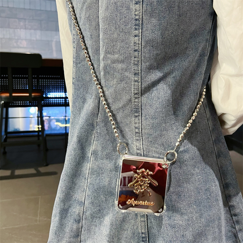 适用于华为Pocket2 手机壳补妆镜發福顺斜挎挂绳pocketS折叠翻盖全包保护套p50pocketS气囊防摔手机套手提女