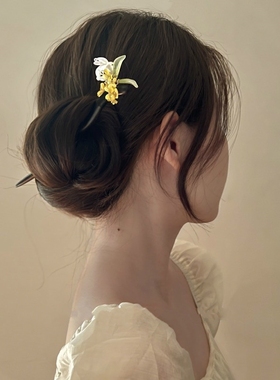 玉兔折桂古风发簪桂花兔