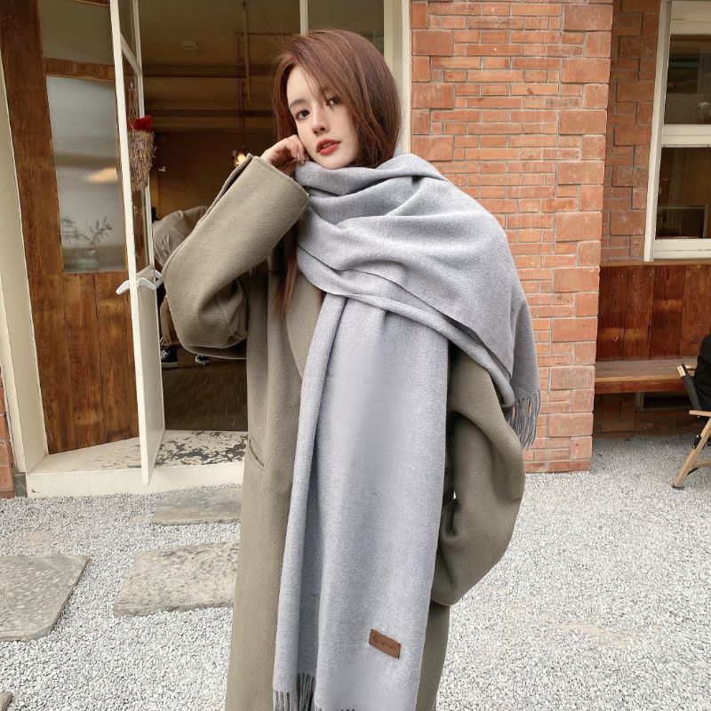 2025新款韩版纯色围巾披肩两用女冬季加厚保暖仿羊绒围脖学生百搭,淘宝优惠券,粉丝福利购,淘宝优惠卷