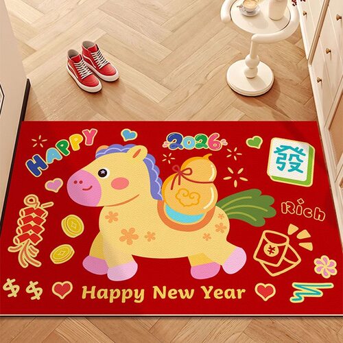 入户门专用地垫马年新年可擦洗pvc皮革地毯家用门口进门防滑脚垫 - 图3
