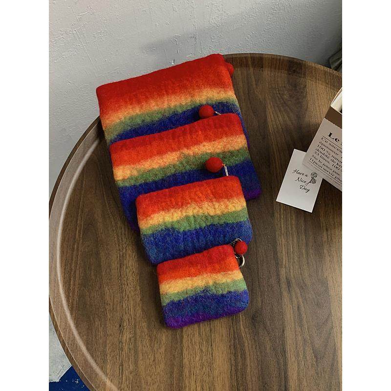 funny 尼泊尔彩虹系手工羊毛毡包小包零钱包卡包小众定制手拿包,淘宝优惠券,粉丝福利购,淘宝优惠卷