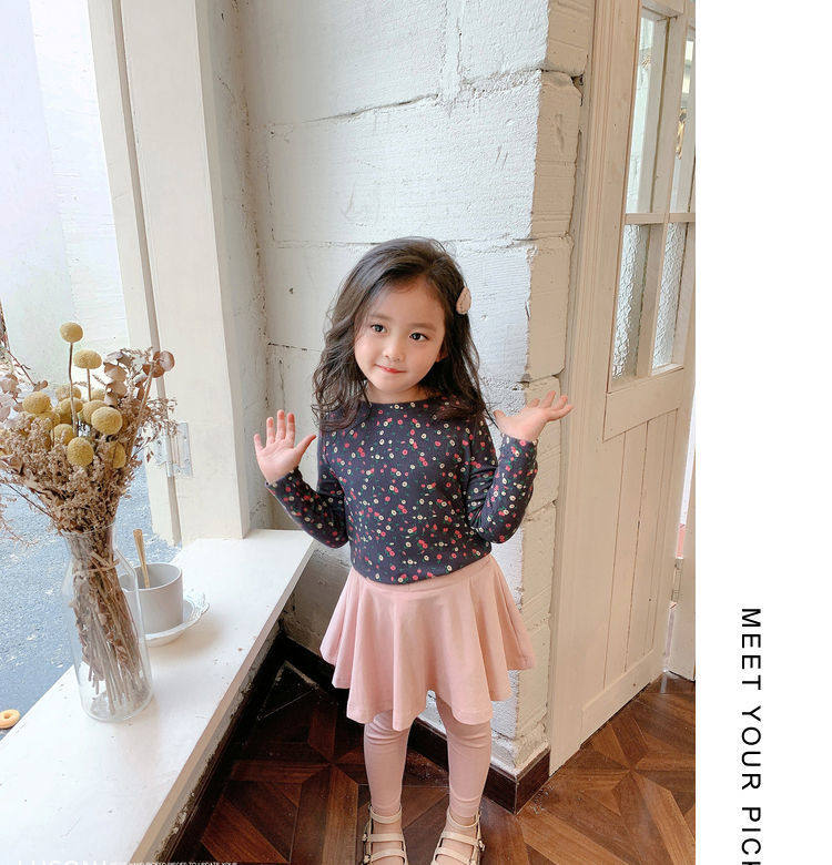 女童碎花打底衫春秋装宝宝新款洋气高弹力上衣莫代尔圆领长袖T恤,淘宝优惠券,粉丝福利购,淘宝优惠卷