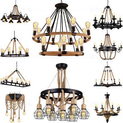 复古麻绳吊灯餐厅酒吧吧台饭店美发店创意铁艺工业风麻绳装饰灯具,淘宝优惠券,粉丝福利购,淘宝优惠卷