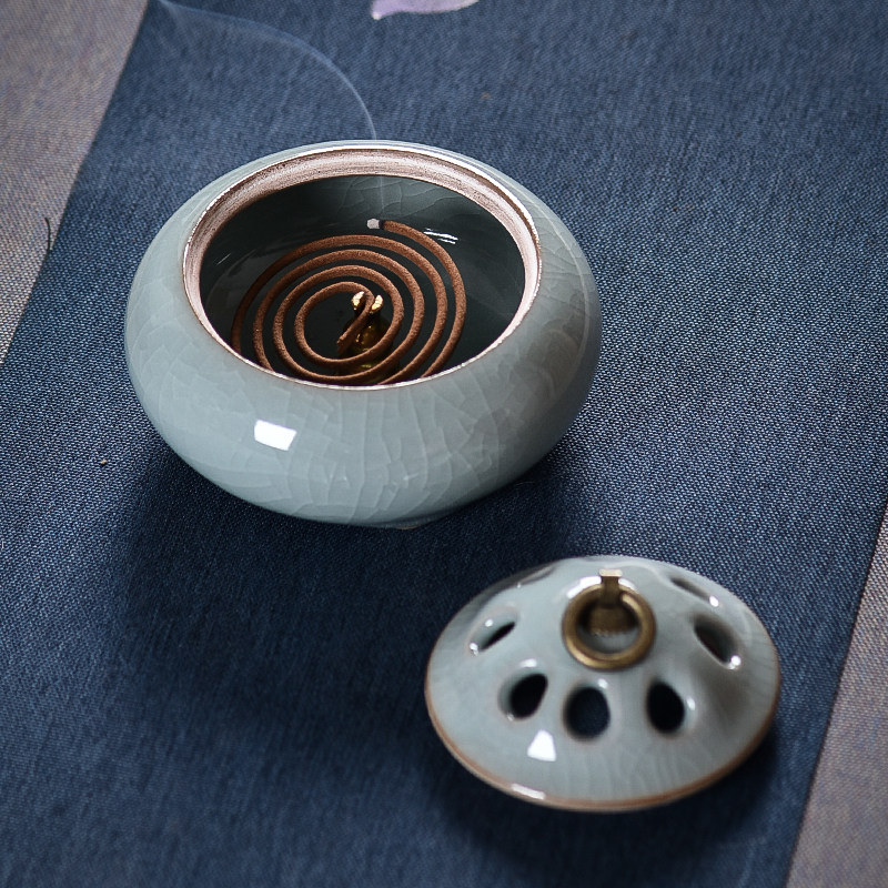 龙泉檀香炉熏香家用室内香薰炉茶道供佛禅意陶瓷盘香招财香炉摆件,淘宝优惠券,粉丝福利购,淘宝优惠卷