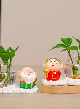 财神爷小摆件电脑桌面装饰小配件