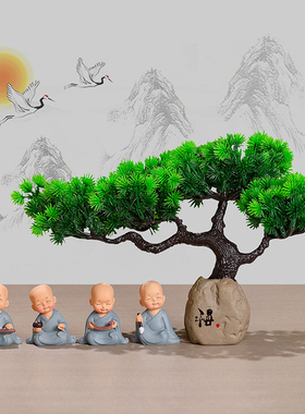 禅意琴棋书画小沙弥家居装饰摆件