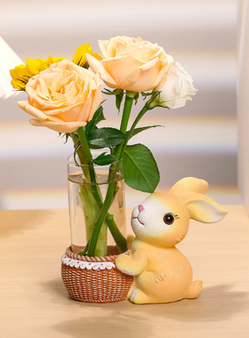 兔子水培花瓶图案桌面装饰摆件