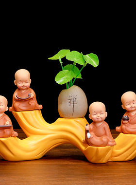小和尚桌面摆件佛系情绪稳定好物创意老板办公室茶桌茶宠装饰配件