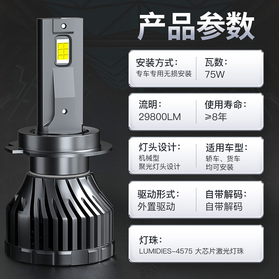 19-23款启辰D60EV改装led大灯远近光一体9005HB3激光透镜汽车灯泡 - 图0