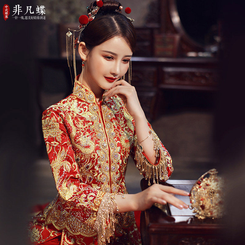 大五福龙凤褂新娘秀禾服2020女婚纱 非凡蝶旗袍