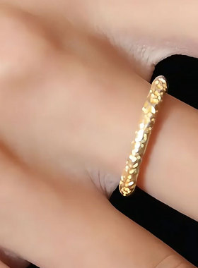 925银新中式卷草纹描金开口戒指