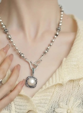 复古新中式繁花似锦花丝珍珠项坠