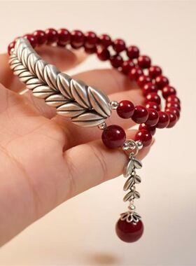 复古925银岁岁平安麦穗气质手链