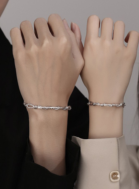 情侣银手链一对情侣款手镯