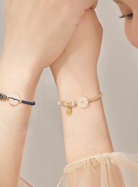 平安扣手链情侣款纯银一对送男女