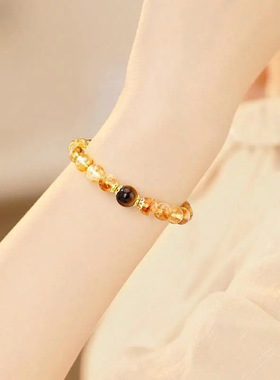 S925银黄水晶手串女金发晶女