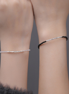 S999足银国风玛瑙情侣手链一对