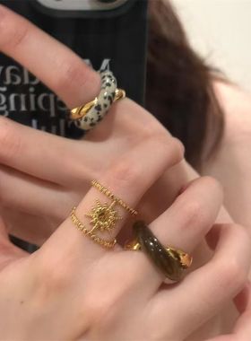 复古交叉双层缠绕戒指ins小众气质高级感食指戒女独特设计感指环