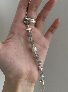 vintage高级串珠手链轻奢精致ins礼物猫眼色拼接手饰设计情侣配饰