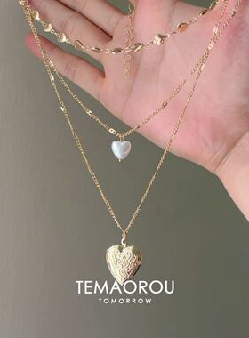 Vintage 古着「Locket Story」爱心锁骨链