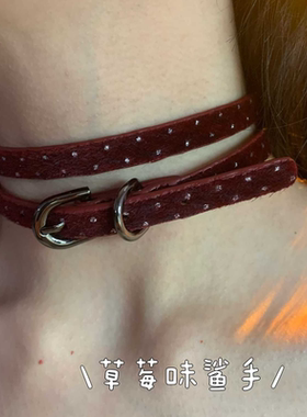 甜酷辣妹酒红choker绕圈式双层项圈小众设计高级感2026新款女