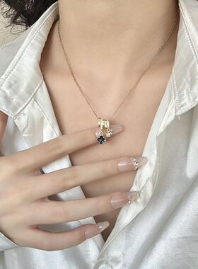 复古花朵吊坠项链女百搭高级感锁骨链轻奢精致小众颈链配饰