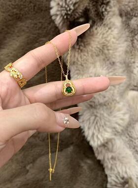 路路通旋转幸运木马项链ins小众复古轻奢精致高级锁骨吊坠