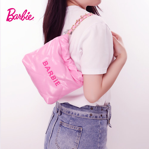 Barbie芭比官方正品小香风垃圾包包腋下包粉高级感单肩包女斜挎包 - 图2