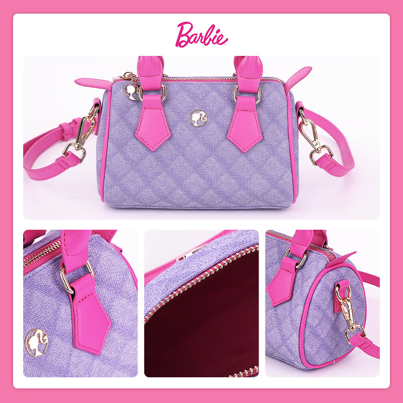 【Barbie芭比官方正品】格子波士顿包女生保龄球包斜跨包新年礼物,淘宝优惠券,粉丝福利购,淘宝优惠卷