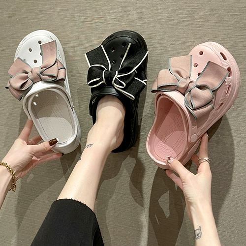 Модная летняя обувь с бантиком на платформе, нескользящая униформа медсестры, высокие пляжные слайдеры, тапочки