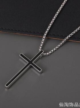 十字架吊坠小众嘻哈毛衣链装饰品