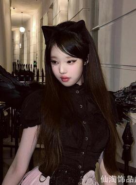 lolita发饰毛绒猫耳朵发夹仿真