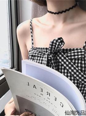 黑色项圈女颈带脖链锁骨链choker脖子饰品项链颈链2021年新款夏