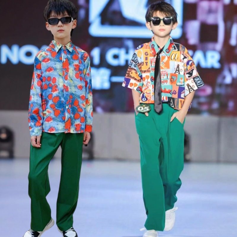 儿童复古港风演出服喇叭裤套装运动会女童走秀护花使者舞蹈表演服,淘宝优惠券,粉丝福利购,淘宝优惠卷