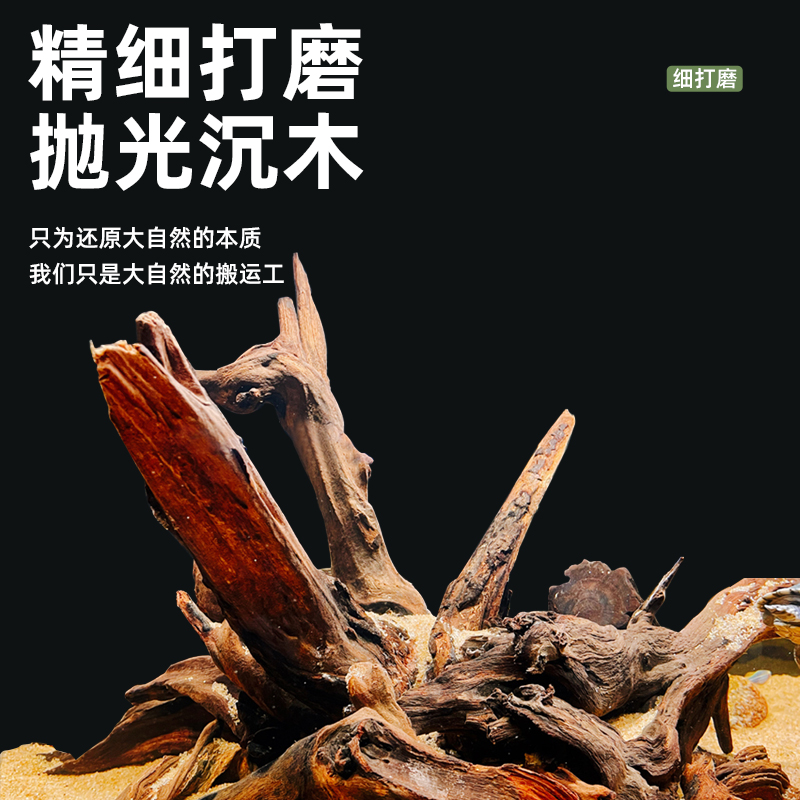 鱼缸造景沉木小号摆件乌龟缸躲避屋假山微景观装饰品杜鹃根溪流缸 - 图1