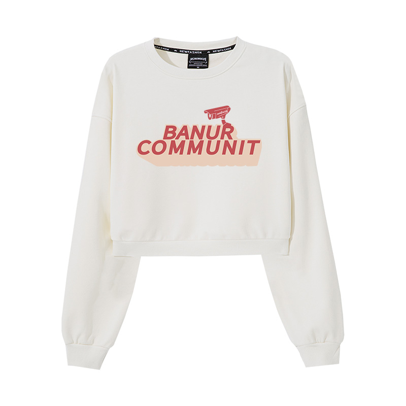 ins超火黑色短款套头2021春秋卫衣 街头萝莉卫衣/绒衫