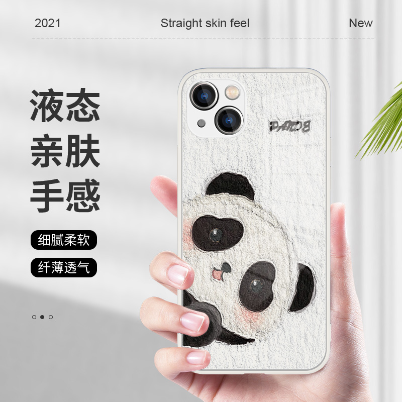 适用iPhone17手机壳熊猫苹果14promax/iPhone16/13情侣ip12mini可爱11简约15猫咪xsmax新款xr女款8plus玻璃7 - 图1