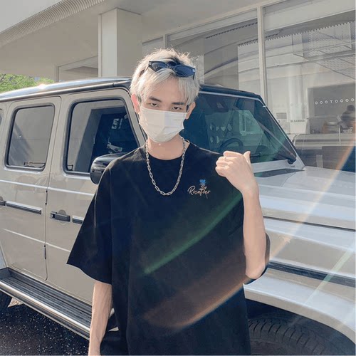 【320克重磅纯棉】潮牌痞帅宽松百搭上衣男设计感小众休闲短袖T恤 - 图2