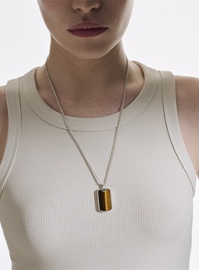 JH天然虎眼石军牌吊坠手工项链