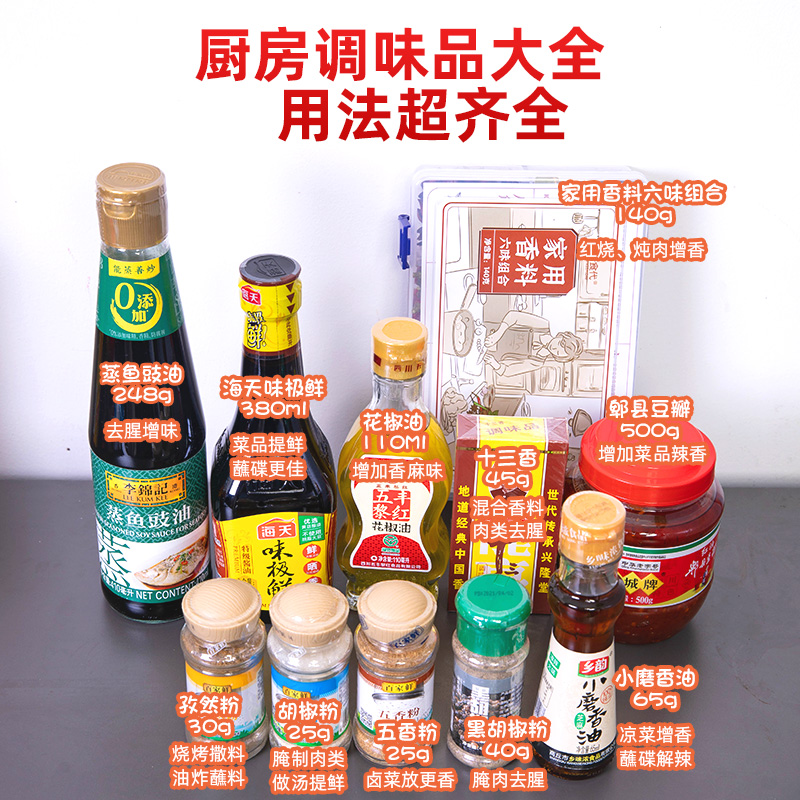 海天调料组合套装酱油醋调料组合小瓶宿舍厨房调味料油盐酱醋炒菜
