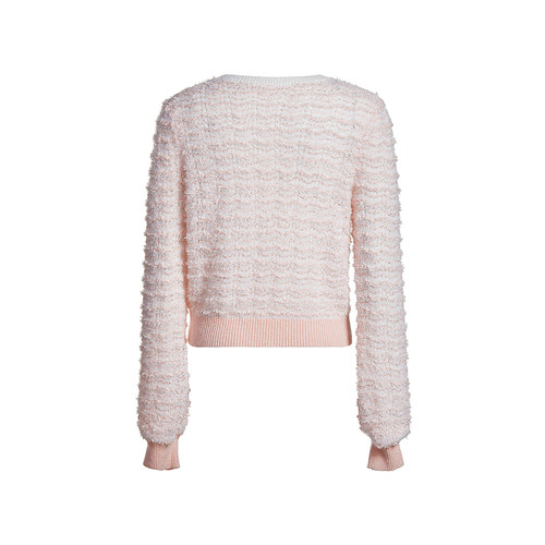 OCHIRLY欧时力珠片纱针织毛衣女 灯笼袖设计感上衣2024新款春装 - 图0